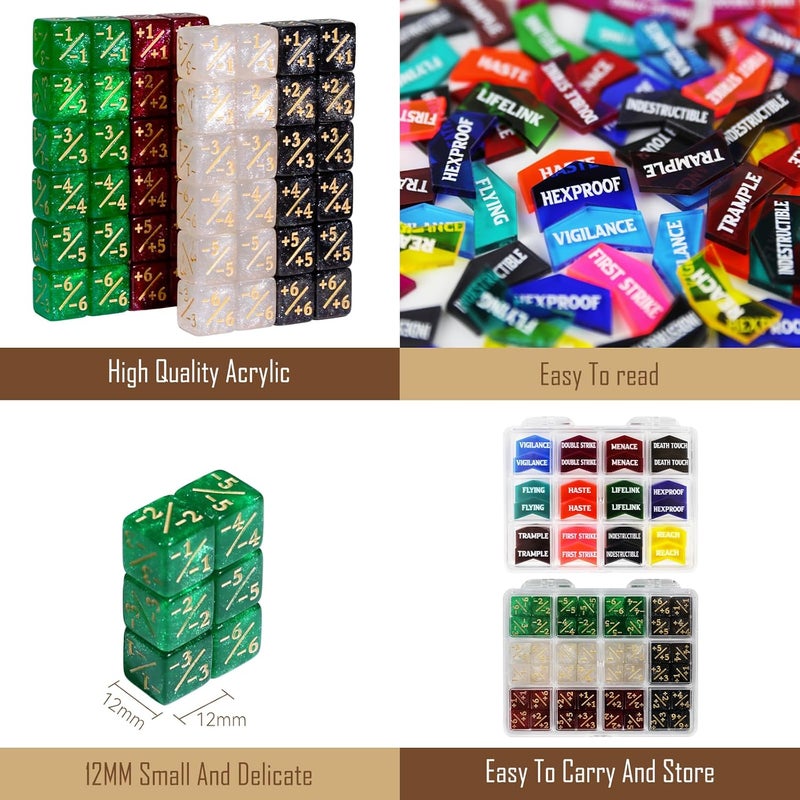FIGURESLAB Store 108PCS MTG Keyword Tokens & 12mm MTG Life Counter Dice Set for Magic Card, CCG Creature Stats Loyalty Dice with Box, Magic TCG Card Game Accessories - Image 4